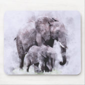 Afrikanischer Elefant mit Wasserfarbe Mousepad (Vorne)