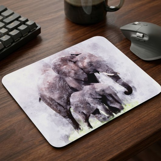 Afrikanischer Elefant mit Wasserfarbe Mousepad
