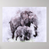 Afrikanischer Elefant mit Wasserfarbe Poster (Vorne)