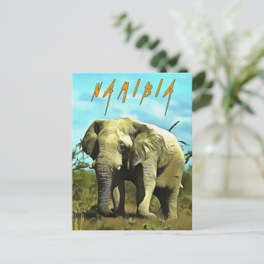 Afrikanischer Elefant, Namibia Postkarte (Stehend Vorderseite)