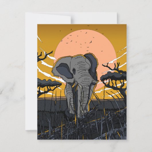 Afrikanischer Elefant RSVP Karte (Vorderseite)