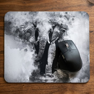 Afrikanischer Elefant Schwarz-Weiß-Aquarell Mousepad