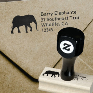 Afrikanischer Elefant-Silhouette-Rücksendeadresse Gummistempel