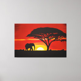 Afrikanischer Elefant, Sonnenuntergang, Afrika, af Leinwanddruck