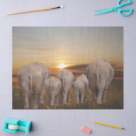 Afrikanischer Elefant Sunset Seidenpapier (Basteln)