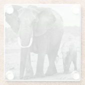 Afrikanischer Elefant u. Kälber | Kenia, Afrika Glasuntersetzer (Rückseite)