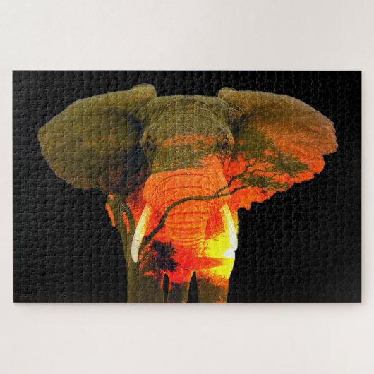 Afrikanischer Elefant und Serengeti Puzzle (Horizontal)