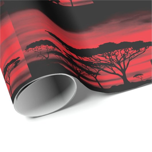 Afrikanischer Elefant und Serengeti Red Sun Set Geschenkpapier (Rolleneckpunkt)
