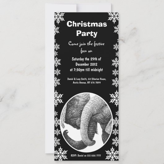 Afrikanischer Elefant-WeihnachtsParty Einladung (Vorderseite)
