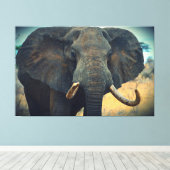 Afrikanischer Elefant Wrapped Canvas Leinwanddruck (Insitu (Holzboden))