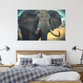 Afrikanischer Elefant Wrapped Canvas Leinwanddruck (Insitu (Schlafzimmer))
