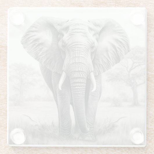 Afrikanischer Elefantenstift Zeichnend Glasuntersetzer (Rückseite)