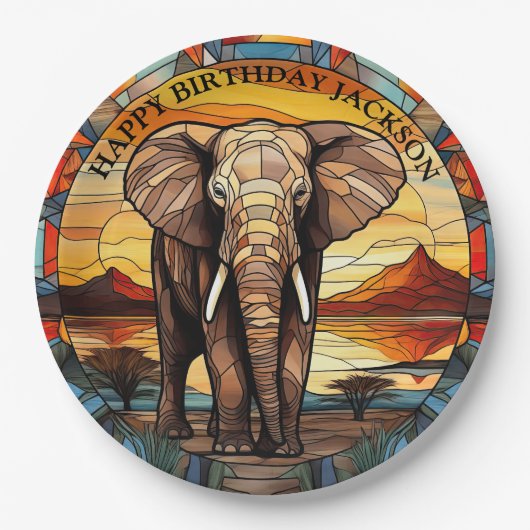 Afrikanischer Elephant Birthday Pappteller (Vorderseite)