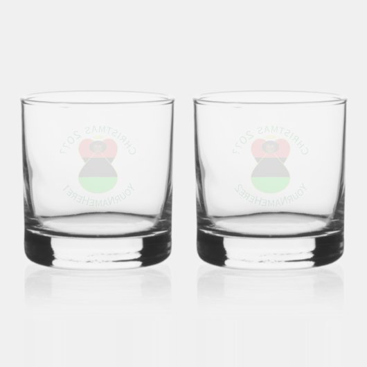 Afrikanischer Fahweihnachtsgel personalisiert Whiskyglas (Rückseite)