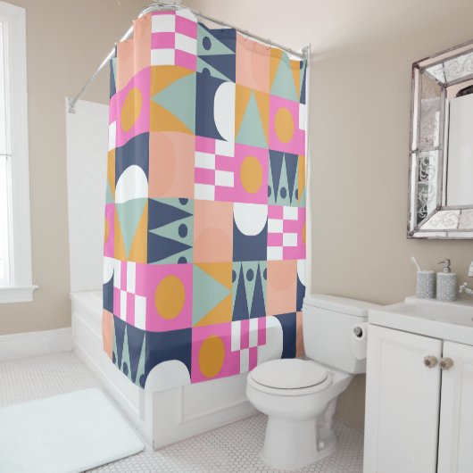 Afrikanischer Farbblock, geometrisches Muster. Duschvorhang (Beispiel)