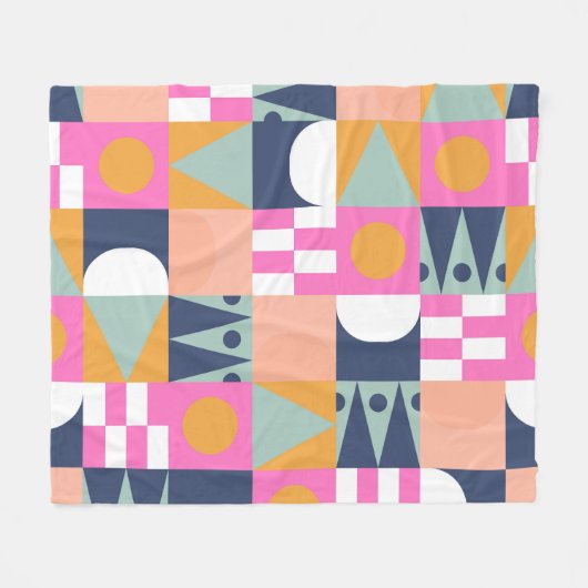 Afrikanischer Farbblock, geometrisches Muster. Fleecedecke (Vorderseite (Horizontal))