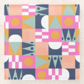 Afrikanischer Farbblock, geometrisches Muster. Glasuntersetzer (Vorderseite)