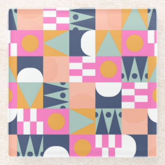 Afrikanischer Farbblock, geometrisches Muster. Glasuntersetzer