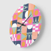 Afrikanischer Farbblock, geometrisches Muster. Große Wanduhr (Winkel)