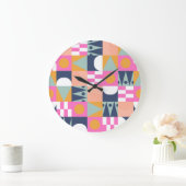 Afrikanischer Farbblock, geometrisches Muster. Große Wanduhr (Zuhause)