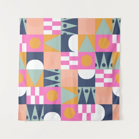 Afrikanischer Farbblock, geometrisches Muster. Wandteppich (Vorderseite)