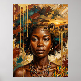 Afrikanischer Frau-Elefantenposter Poster