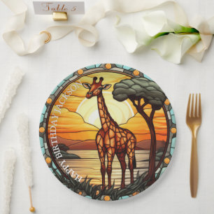 Afrikanischer Giraffen-Geburtstag Pappteller