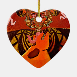 Afrikanischer Giraffen-Traditioneller Kunstdruck   Keramik Ornament