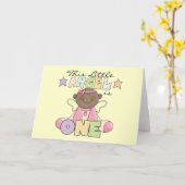 Afrikanischer Girl Angel 1. Geburtstag Karte (Gelbe Blume)