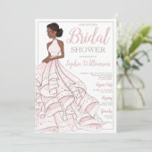 Afrikanischer Glitzer Glam Bride Brautparty Einladung (Stehend Vorderseite)