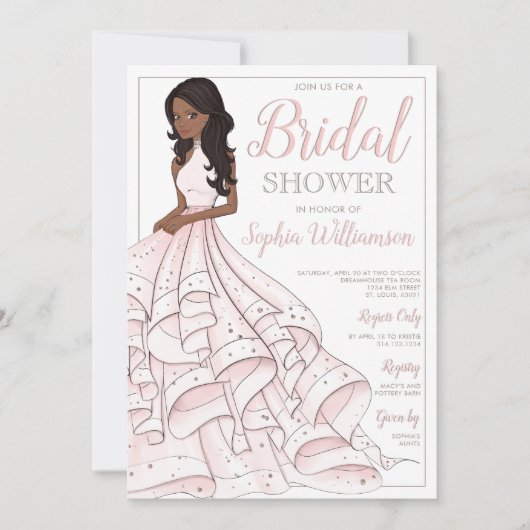 Afrikanischer Glitzer Glam Bride Brautparty Einladung (Vorderseite)