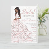 Afrikanischer Glitzer Glam Bride Brautparty Einladung (Stehend Vorderseite)