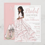Afrikanischer Glitzer Glam Bride Brautparty Einladung (Vorne/Hinten)