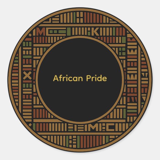 Afrikanischer Gold-Kente-Muster-Aufkleber Runder Aufkleber (Vorderseite)