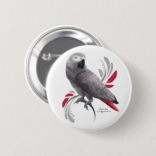 Afrikanischer Grau Button (Vorne & Hinten)