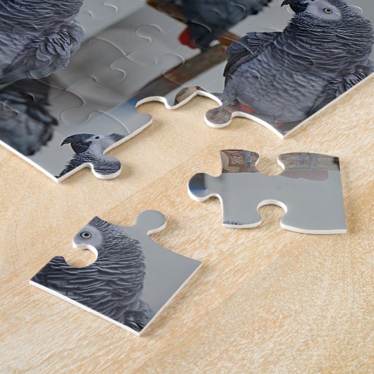 Afrikanischer Grau-Papagei im Kongo in Mirror Puzzle (Seite)