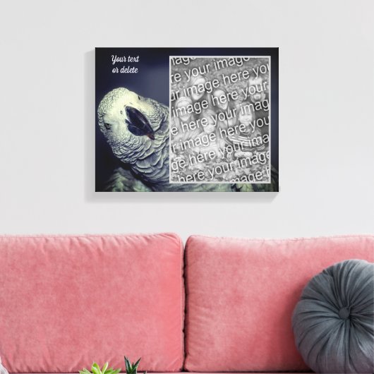 Afrikanischer Grau Papagei kreieren Ihr eigenes Fo Leinwanddruck (Insitu (Wohnzimmer))