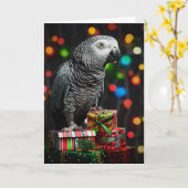 Afrikanischer Grauer auf Geschenken — Festliche Gr Karte (Gelbe Blume)