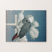 Afrikanischer Grauer Papagei mit Himmelpuzzel Puzzle (Horizontal)