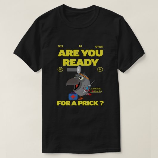 Afrikanischer grauer Papagei Sind Sie bereit? T-Shirt (Design vorne)
