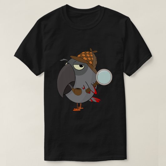 Afrikanischer Graupapagei Detektiv T-Shirt (Design vorne)