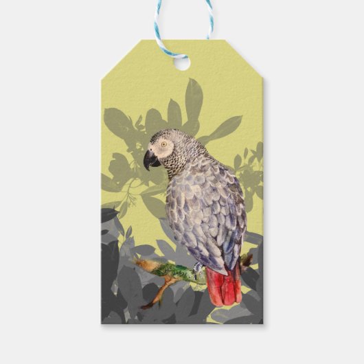 Afrikanischer Graupapagei Geschenkanhänger (Vorderseite)