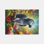 Afrikanischer Graupapagei mit bunten Blume Fleecedecke (Vorderseite (Horizontal))