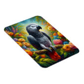 Afrikanischer Graupapagei mit bunten Blume flexibe Magnet (Rechte Seite)