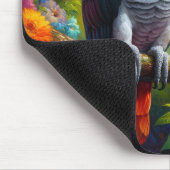 Afrikanischer Graupapagei mit bunten Blume Mousepad (Ecke)