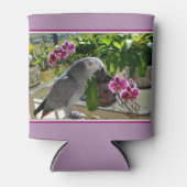 Afrikanischer Graupapagei mit Orchideen Dosenkühler (Vorderseite)