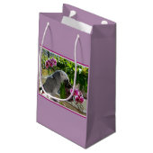 Afrikanischer Graupapagei mit Orchideen Kleine Geschenktüte (Rückseite Schrägansicht)