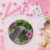 Afrikanischer Graupapagei mit Orchideen Pappteller (Party)