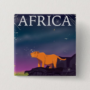 Afrikanischer Großkatzen-Vintage-Poster Button