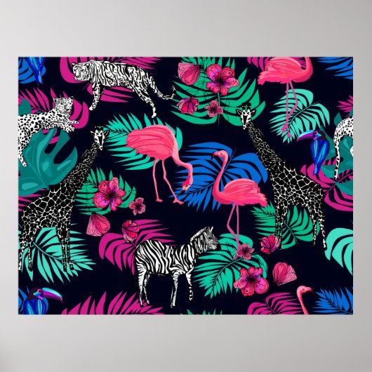 afrikanischer Hintergrund, Giraffe, Leopard, Anseh Poster (Vorne)